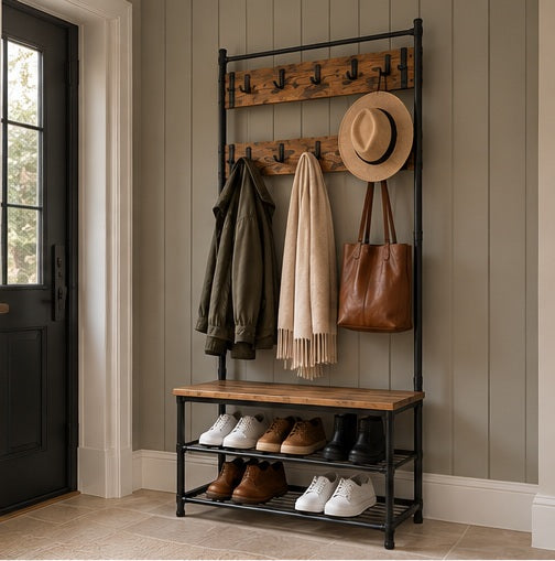 Bespoke Reclaimed Wood Shoe Rack & Coat Stand