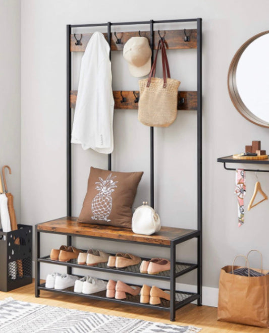 Bespoke Reclaimed Wood Shoe Rack & Coat Stand