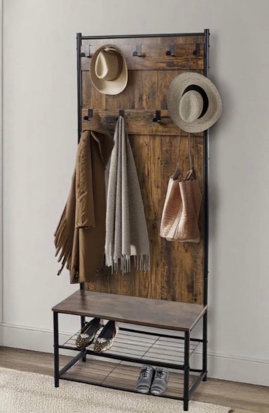 Bespoke Reclaimed Wood Shoe Rack & Coat Stand