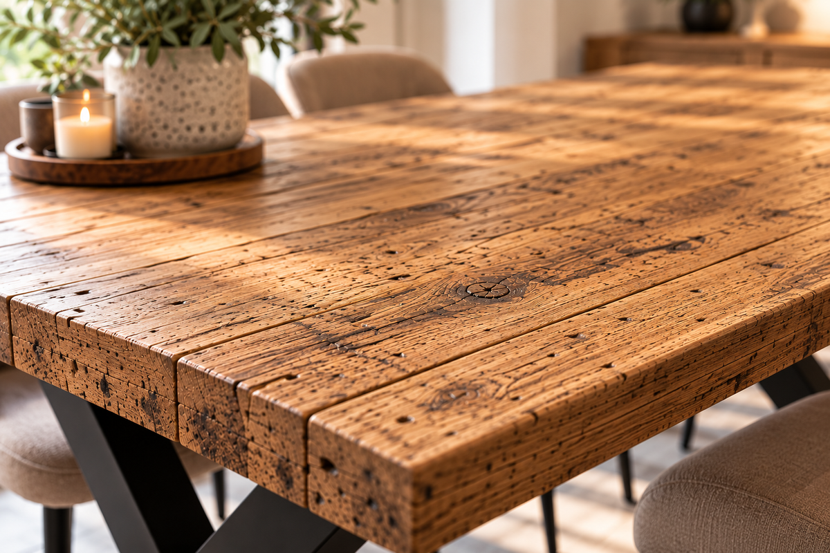 Reclaimed Wood Cross Leg Dining Table