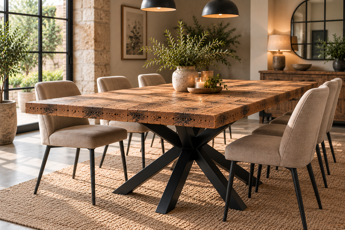 Reclaimed Wood Spider Base Dining Table
