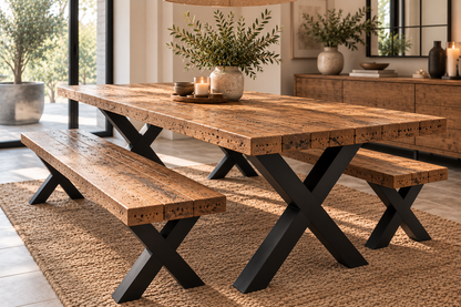 Reclaimed Wood Cross Leg Dining Table