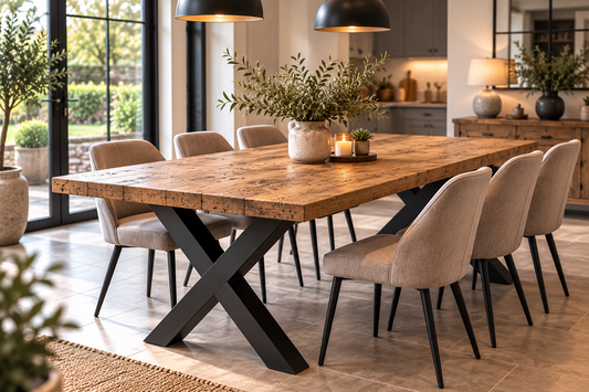 Reclaimed Wood Cross Leg Dining Table