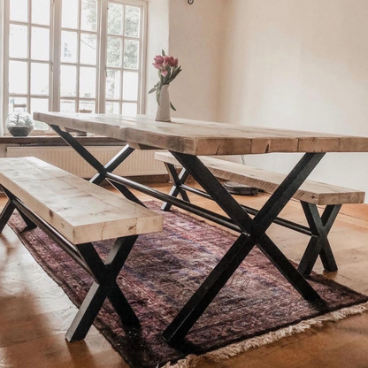 Reclaimed Wood Cross Leg Dining Table