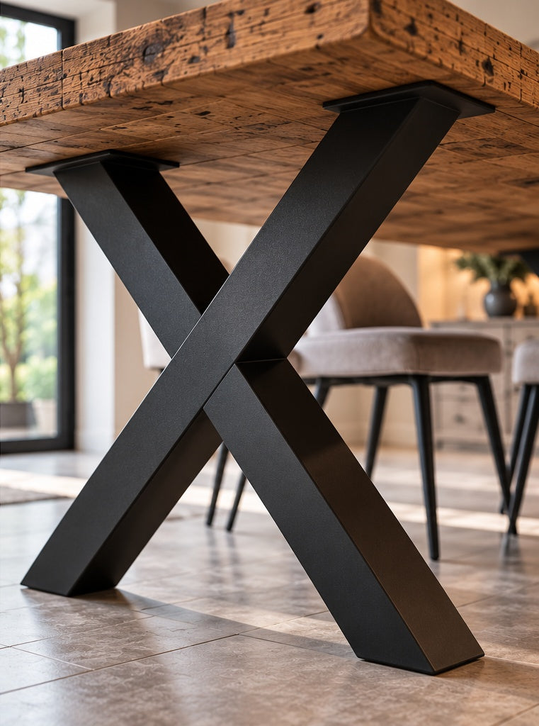 Reclaimed Wood Cross Leg Dining Table