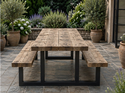 Handmade Wooden Outdoor Picnic Table