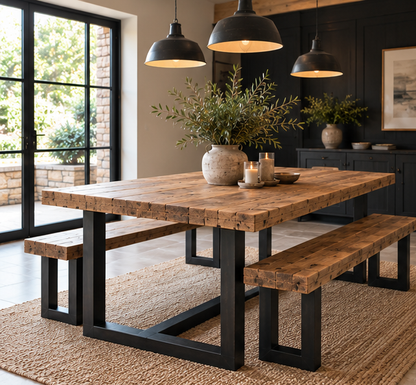Reclaimed Wood Square Leg Dining Table