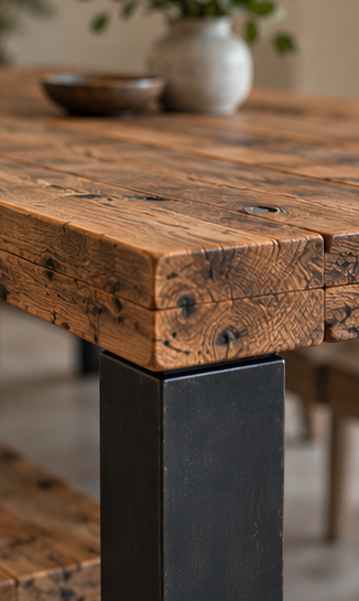Reclaimed Wood Square Leg Dining Table